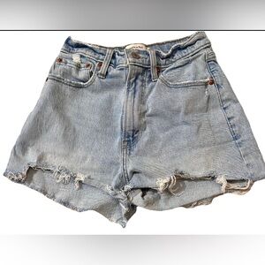 Abercrombie & Fitch Mom Shorts Hi Rise Denim Curve Love 25/0 Distressed Y2K Boho
